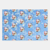 3 Weihnachtsmann mit Schneehintergrund Hübsches Ge Geschenkpapier Set (Vorderseite 3)