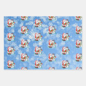 3 Weihnachtsmann mit Schneehintergrund Hübsches Ge Geschenkpapier Set (Vorderseite 3)