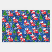 3 Weihnachtsmann mit Schneehintergrund Hübsches Ge Geschenkpapier Set (Vorderseite)