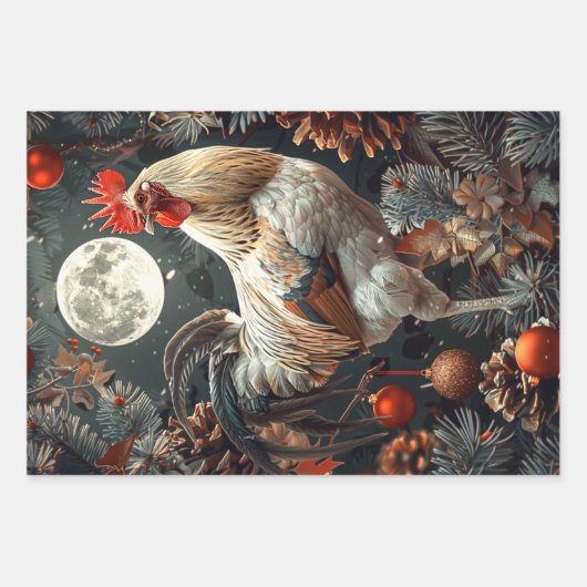 3 Weihnachtsroster Decoupage Geschenkpapier Set (Vorderseite 3)