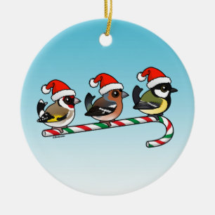3 Weihnachtsschwangvögel Keramikornament