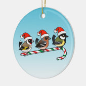 3 Weihnachtsschwangvögel Keramikornament (Links)