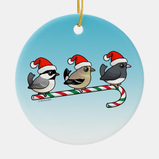 3 Weihnachtssingvögel Keramikornament (Vorne)
