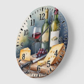 #3 Wein und Käse Große Wanduhr (Winkel)