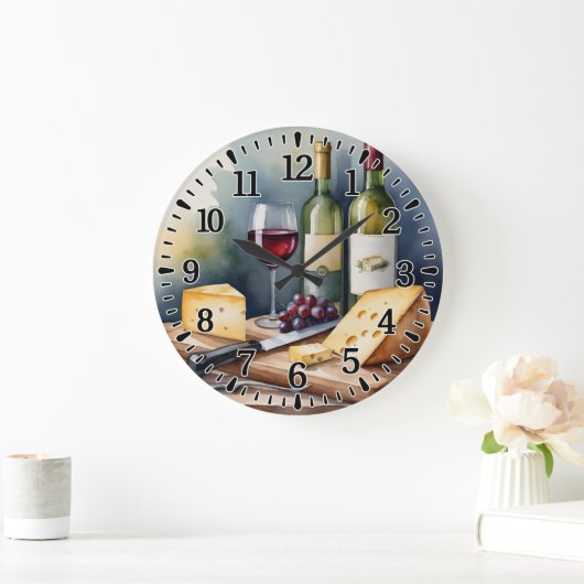 #3 Wein und Käse Große Wanduhr (Zuhause)