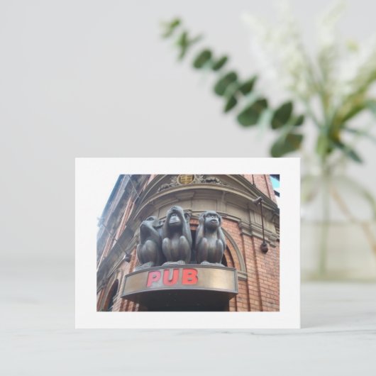 3 weise Affen Postkarte (Stehend Vorderseite)