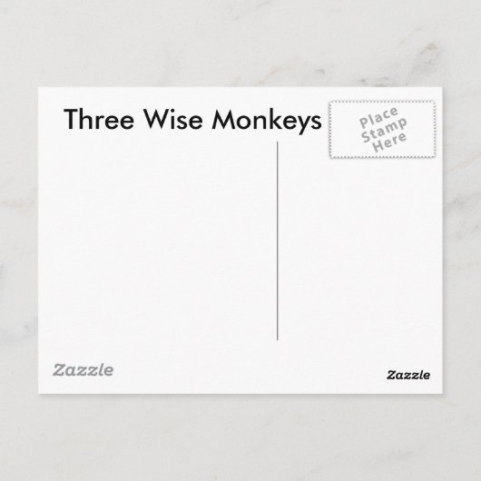 3 weise Affen Postkarte (Rückseite)