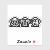 3 Weiße Affen Emoji Aufkleber (Blatt)