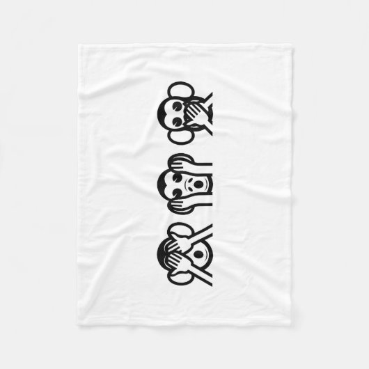 3 Weiße Affen Emoji Fleecedecke (Vorderseite)