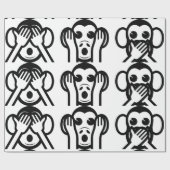 3 Weiße Affen Emoji Geschenkpapier (Flach)