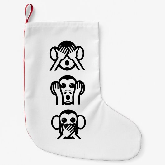 3 Weiße Affen Emoji Kleiner Weihnachtsstrumpf (Vorderseite)