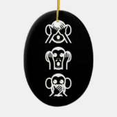 3 Weiße Affen Emoji Kleiner Weihnachtsweih Strumpf Keramik Ornament (Vorne)