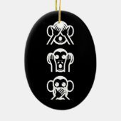3 Weiße Affen Emoji Kleiner Weihnachtsweih Strumpf Keramik Ornament (Hinten)