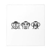 3 Weiße Affen Emoji Notizblock (Vorderseite)