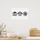 3 Weiße Affen Emoji Poster (Küche)