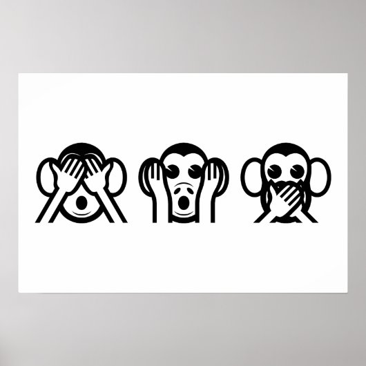 3 Weiße Affen Emoji Poster (Vorne)