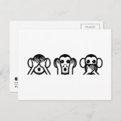 3 Weiße Affen Emoji Postkarte (Vorne/Hinten)