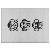 3 Weiße Affen Emoji Schneidebrett (Vorderseite)