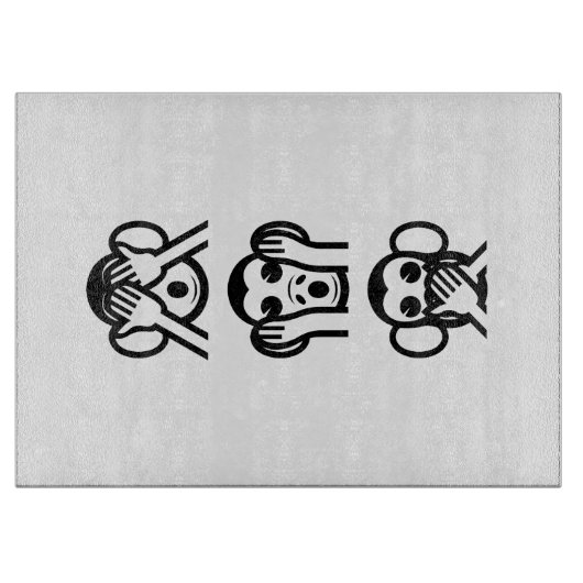 3 Weiße Affen Emoji Schneidebrett (Vorderseite)