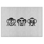 3 Weiße Affen Emoji Schneidebrett (Vorderseite)