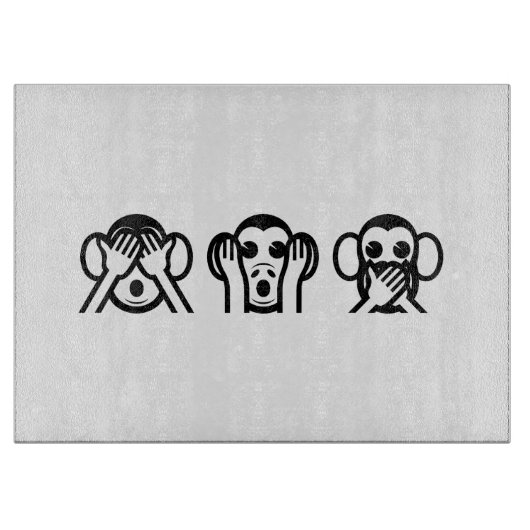 3 Weiße Affen Emoji Schneidebrett (Vorderseite)