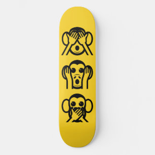 3 Weiße Affen Emoji Skateboard