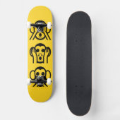 3 Weiße Affen Emoji Skateboard (Vorderseite)