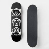 3 Weiße Affen Emoji Skateboard (Vorderseite)