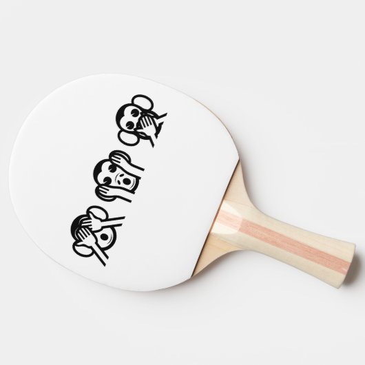 3 Weiße Affen Emoji Tischtennis Schläger (Seitenansicht)