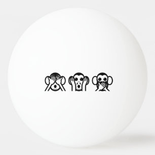 3 Weiße Affen Emoji Tischtennisball