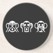 3 Weiße Affen Emoji Untersetzer (Vorne)