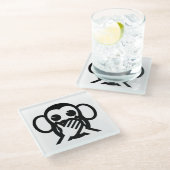 3 Weiße Affen Iwazaru 言 わ ざ sprechen NO Emoji る Glasuntersetzer (Schrägansicht)