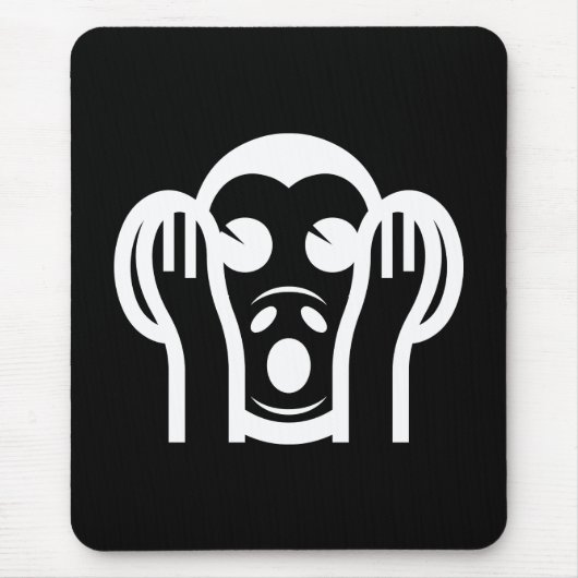 3 Weiße Affen Kikazaru 聞 か る KEIN Böses Emoji höre Mousepad (Vorne)