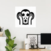 3 Weiße Affen Kikazaru 聞 か る KEIN Böses Emoji höre Poster (Heimbüro)