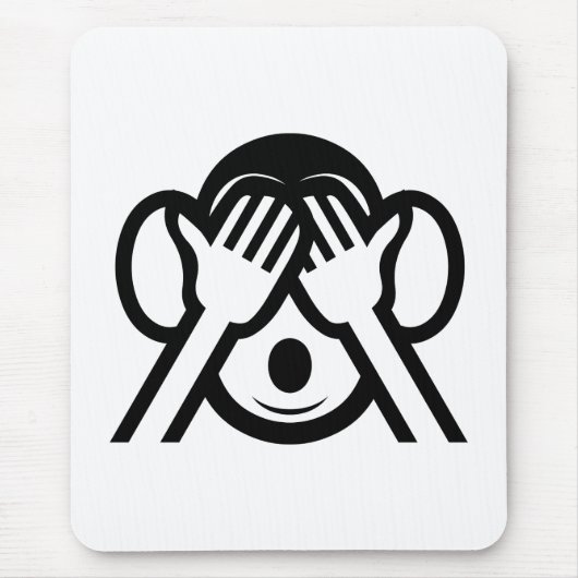 3 Weiße Affen Mizaru 見 ざ Siehe NO Evil Emoji Mousepad (Vorne)