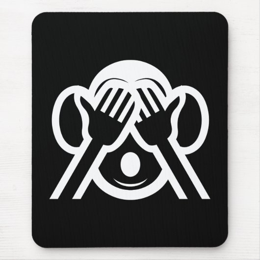 3 Weiße Affen Mizaru 見 ざ Siehe NO Evil Emoji Mousepad (Vorne)