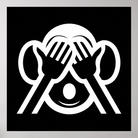 3 Weiße Affen Mizaru 見 ざ Siehe NO Evil Emoji Poster (Vorne)