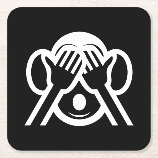 3 Weiße Affen Mizaru 見 ざ Siehe NO Evil Emoji Rechteckiger Pappuntersetzer (Vorderseite)