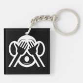 3 Weiße Affen Mizaru 見 ざ Siehe NO Evil Emoji Schlüsselanhänger (Rückseite)