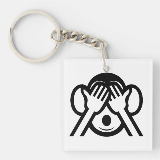3 Weiße Affen Mizaru 見 ざ Siehe NO Evil Emoji Schlüsselanhänger (Vorderseite)