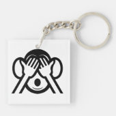 3 Weiße Affen Mizaru 見 ざ Siehe NO Evil Emoji Schlüsselanhänger (Rückseite)