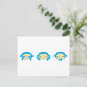 3 Weiße Affen Postkarte (Stehend Vorderseite)
