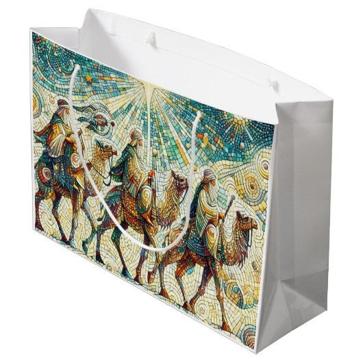 3 Weiße Männer Große Geschenktüte (Rückseite Schrägansicht)