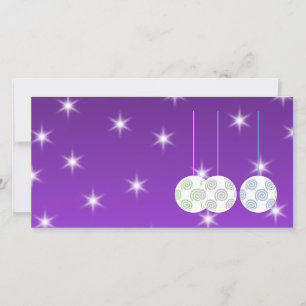 3 weiße Swirl Design Weihnachtsbaummöbel. Lila Feiertagskarte