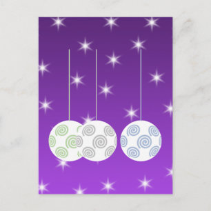 3 weiße Swirl Design Weihnachtsbaummöbel. Lila Feiertagspostkarte