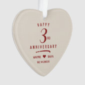 3. Weißes Leder Hochzeitstag Ornament (Vorderseite)