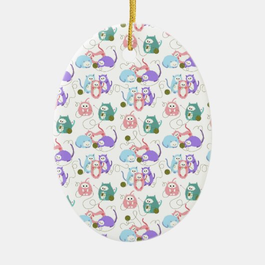 3 wenig Kätzchen-Stricken! Keramik Ornament (Vorne)