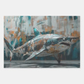 3 Whimsical Graffiti Sharks Decoupage Geschenkpapier Set (Vorderseite 3)
