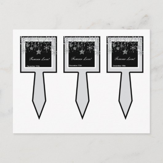3 Winter Diamond Wedding Cup Kuchen Picks Postkarte (Vorderseite)