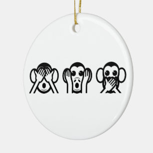 3 Wise Monkeys Emoji Keramik Ornament